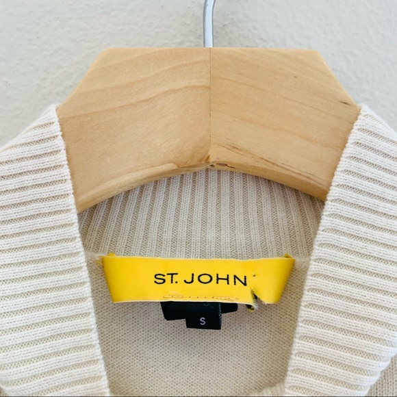 ST. JOHN // Mock Neck Color Block Wool Sweater - Picture 8 of 9
